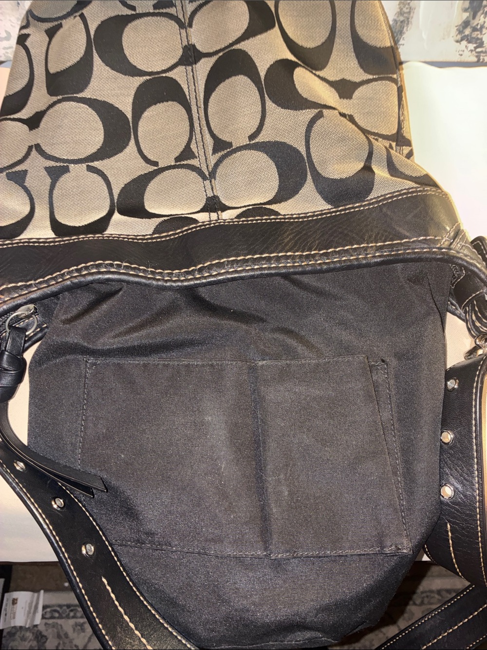 Genuine Y2K  Coach  Canvas Bleeker Bucket Black & Tan $75 ! 🔔🔔 - Picture 11 of 16